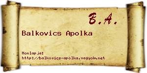 Balkovics Apolka névjegykártya